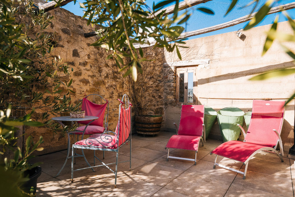 terrasse chambre d'hôtes suite junior le roc sur l'orbieu entre Carcassonne et Narbonne